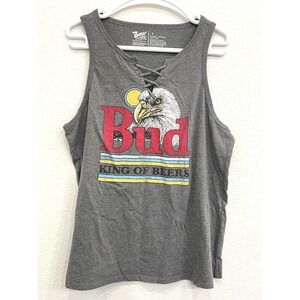 Bud Light King of Beers Women's Graphic Tank Top Gray Shirt Eagle Brew City L XL